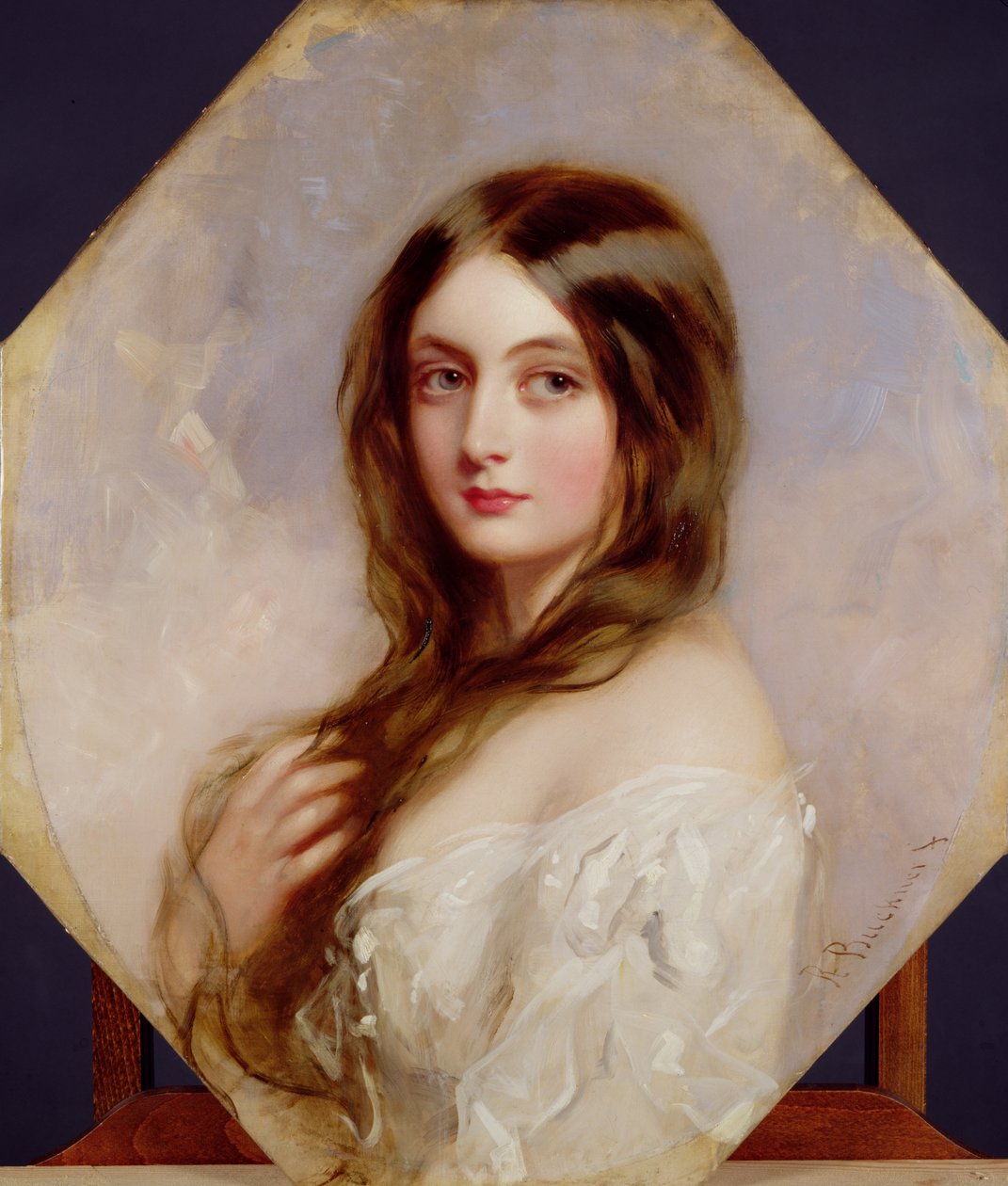 Eine Studie - ein junges Mädchen in einem weißen Kleid von Richard Buckner