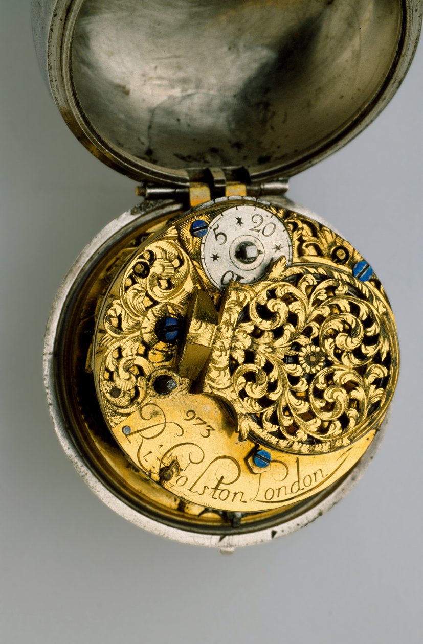 Innenansicht einer Doppeltaschenuhr, ca. 1685 von Richard Colston