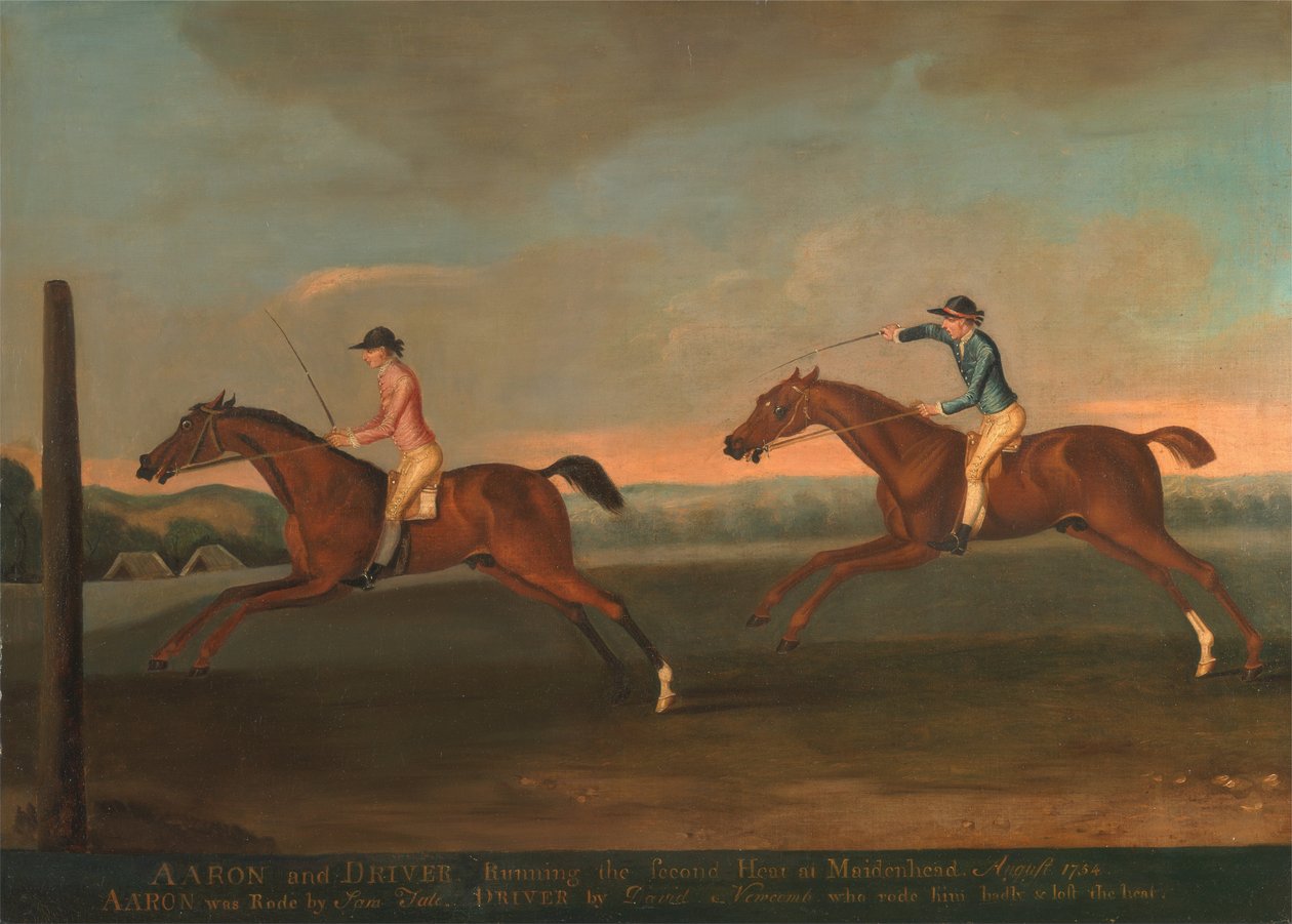 Das Rennen zwischen Aaron und Driver in Maidenhead, Aug. 1754 - Aaron gewinnt den zweiten Lauf, ca. 1754 von Richard Roper