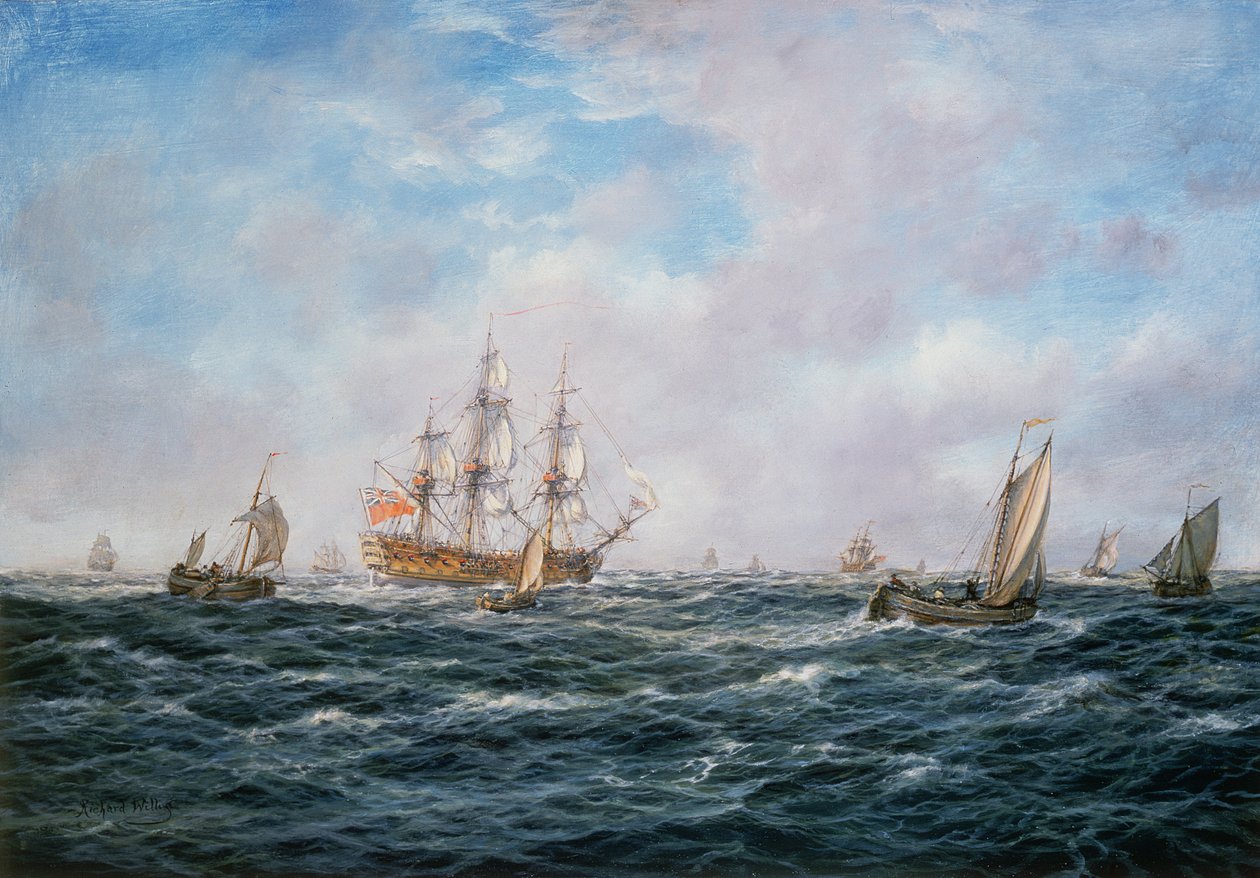 Britisches Kriegsschiff und andere Schiffe von Richard Willis