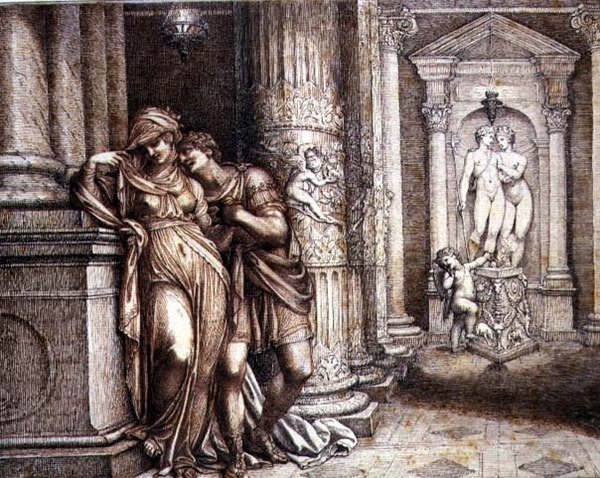 Zwei Liebende, ermutigt von Amor von Richard Cosway
