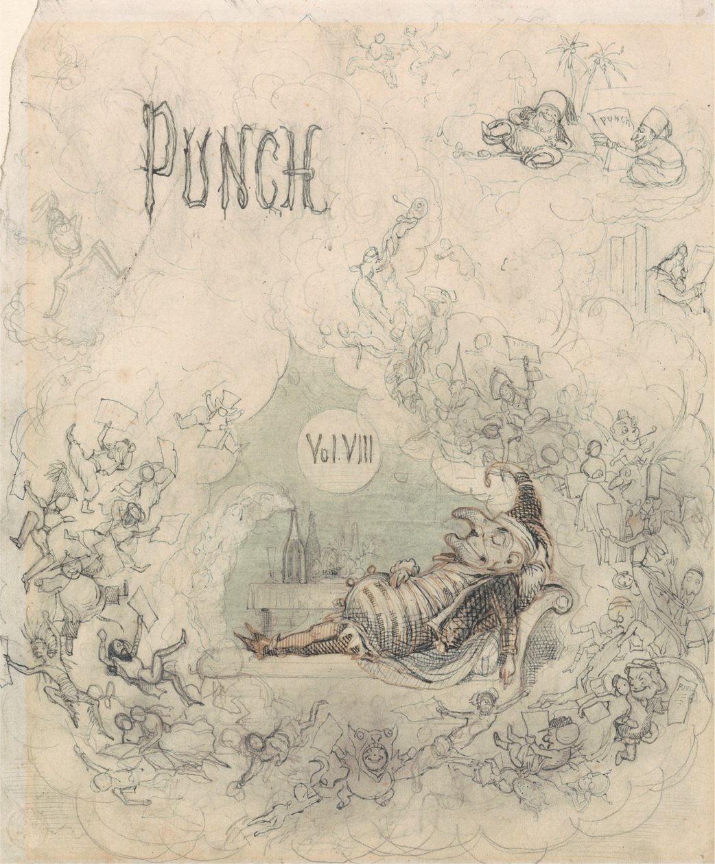 Titelseite für Punch, Bd. VIII von Richard Doyle