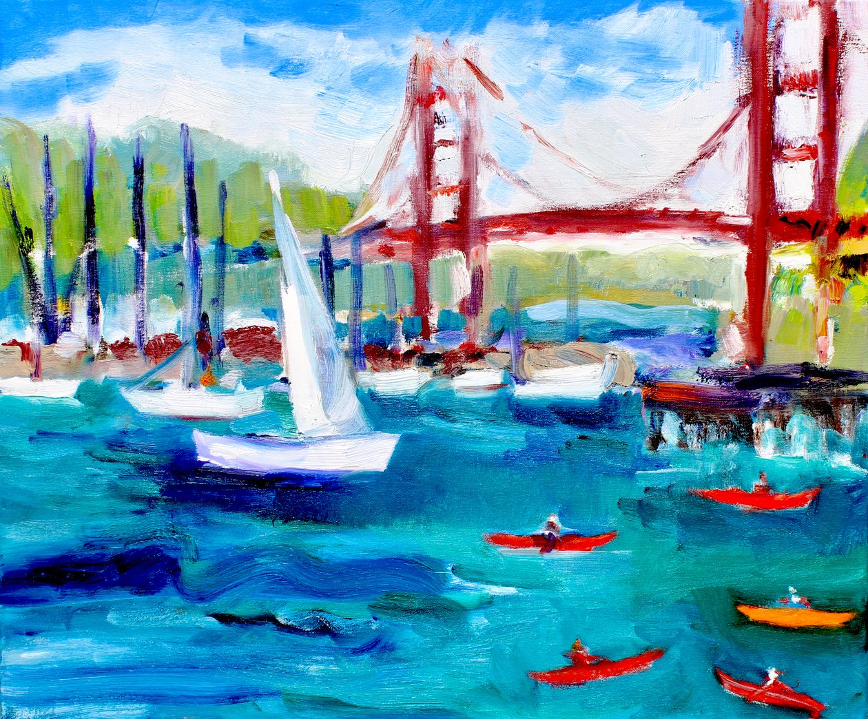 Golden Gate Bridge im Nebel, 2019 von Richard Fox