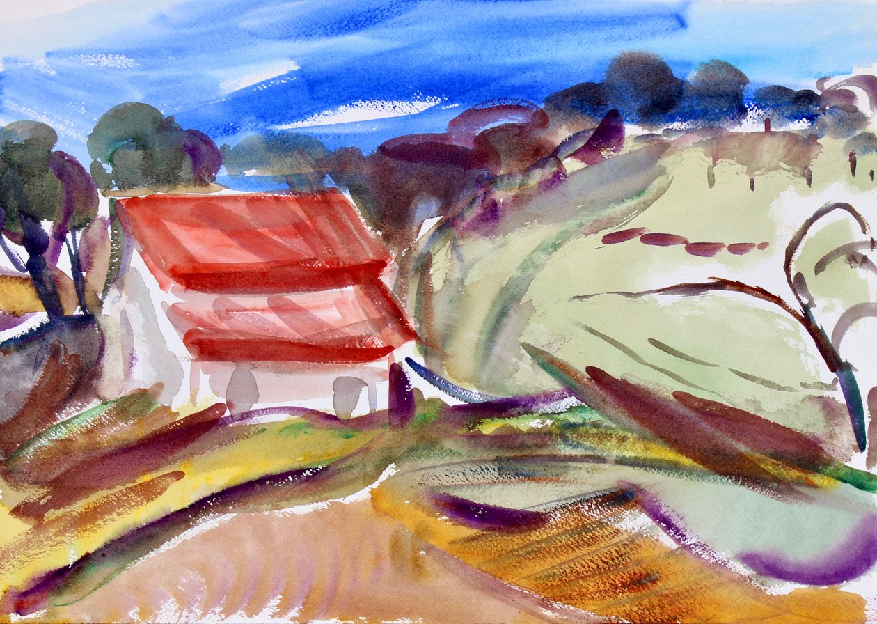 Haus mit rotem Dach, Sonoma, 2018 von Richard Fox