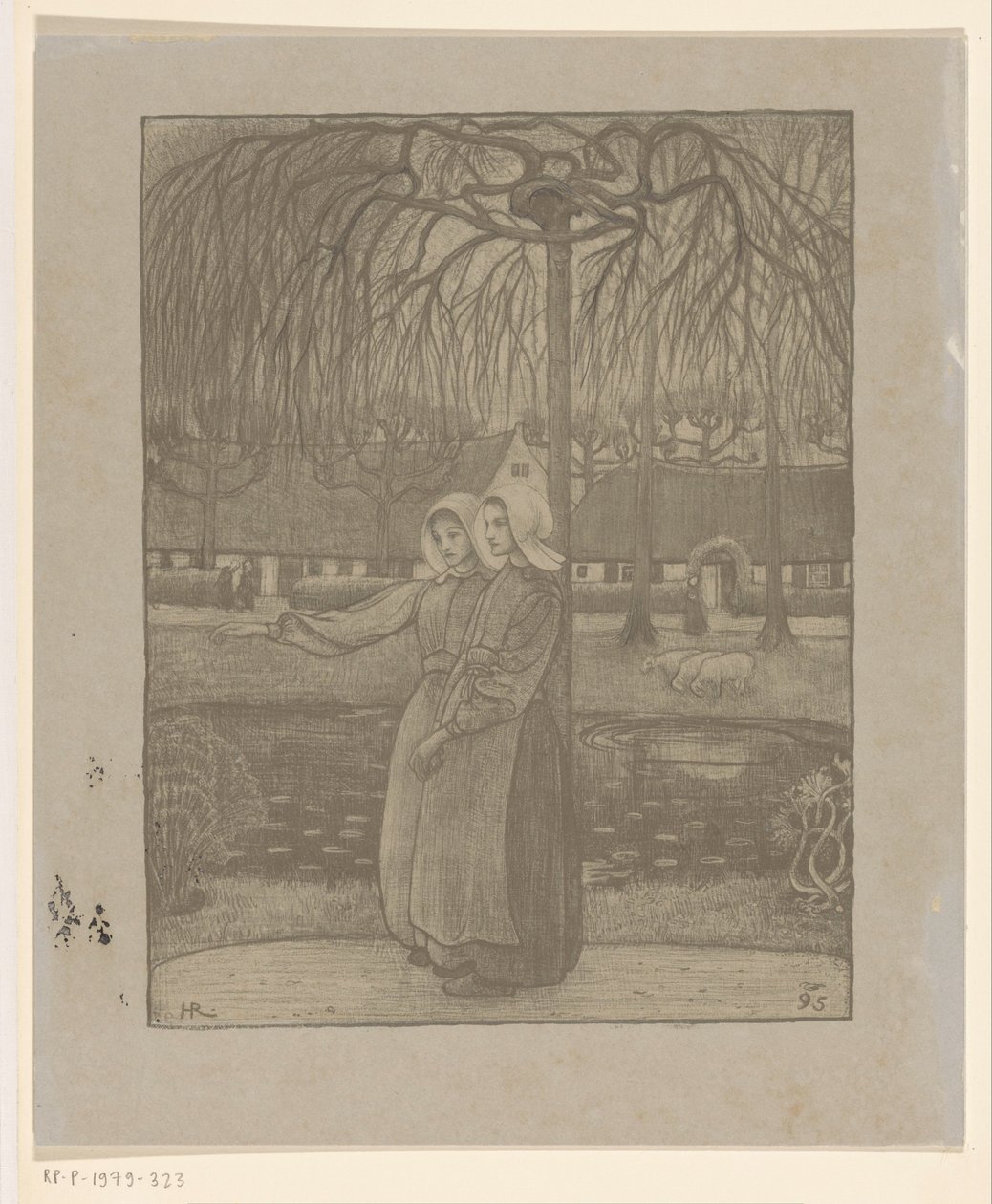 Huizer Mädchen bei einem Teich von Richard Nicolaüs Roland Holst