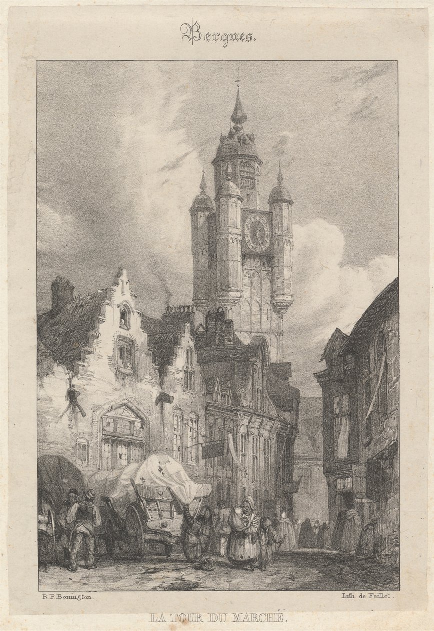 Bergues - Der Marktturm von Richard Parkes Bonington