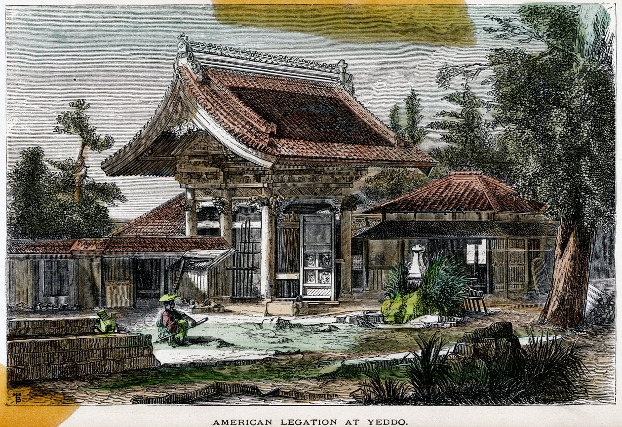 Amerikanische Gesandtschaft in Yeddo Edo, Japan, 19. Jahrhundert von Richardson