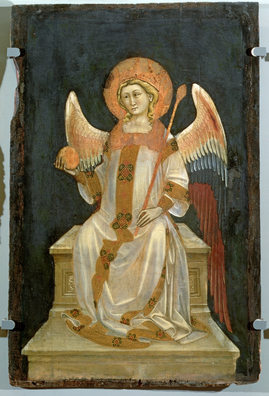 Engel auf einem Thron sitzend, die Kugel in einer Hand, das Zepter in der anderen, ca. 1348-54 von Ridolfo di Arpo Guariento