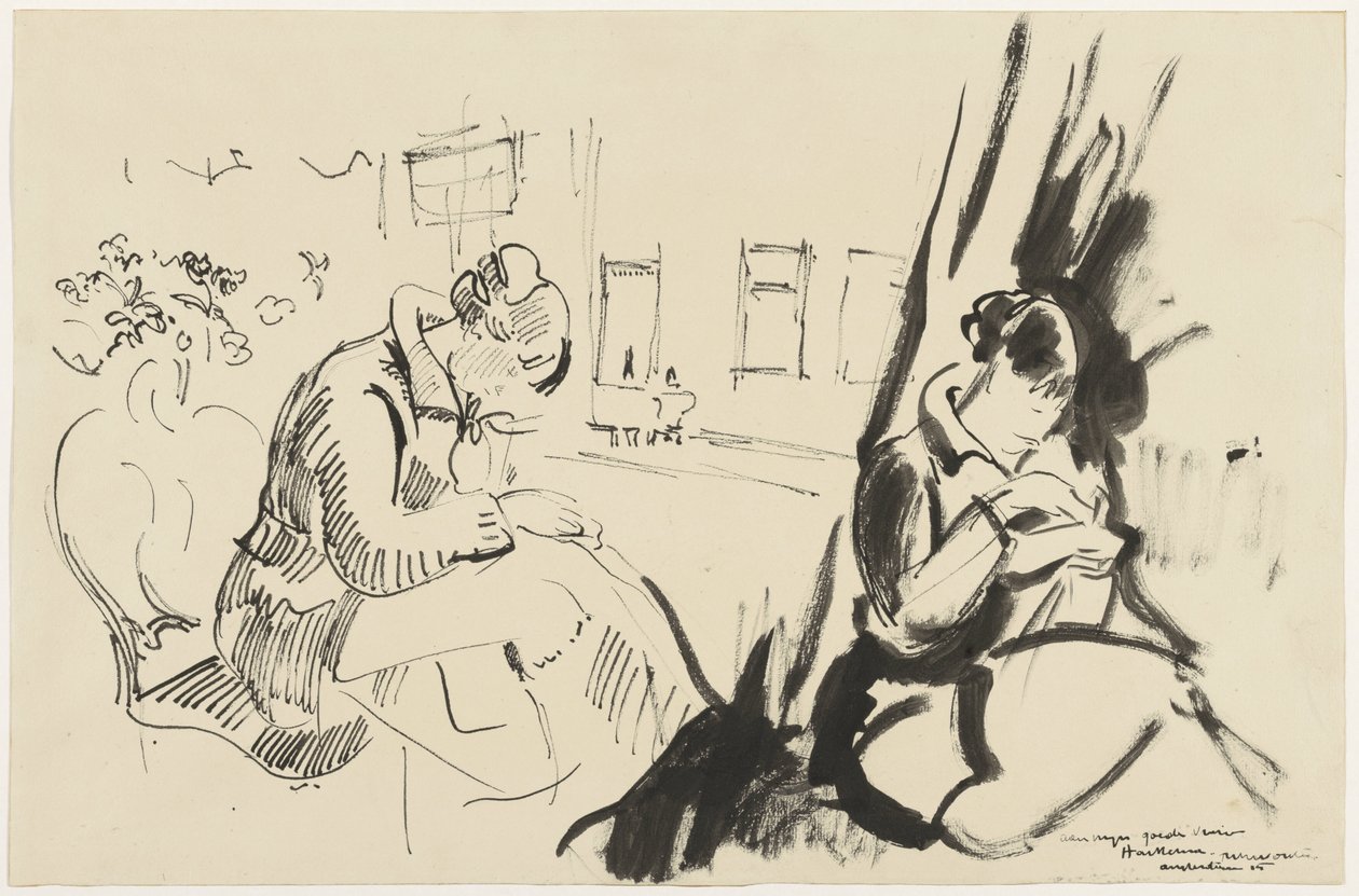 Studien einer sitzenden, nähenden Frau von Rik Wouters