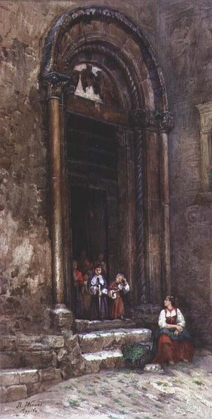 Die Seitentür der Kirche Santa Guiliana in Aquila degli Abruzzi von Rinaldo Werner