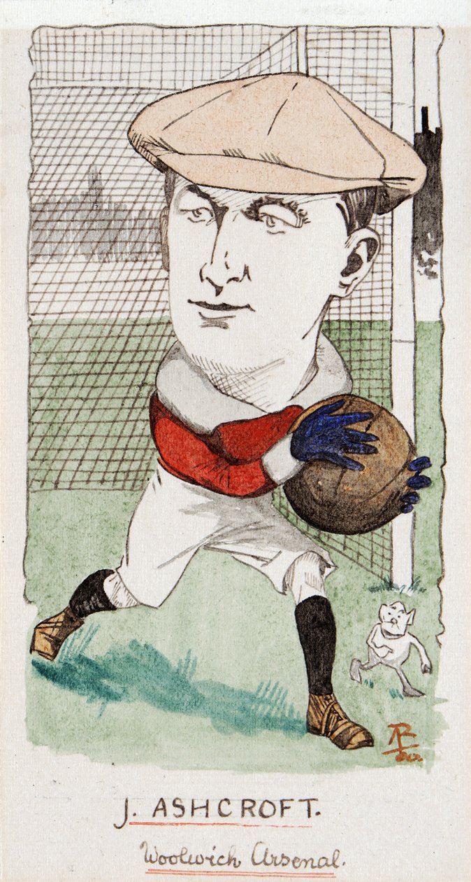 Jimmy Ashcroft, Woolwich Arsenal, Zeichnung für ein Set von Zigarettenkarten, 1907 von Rip