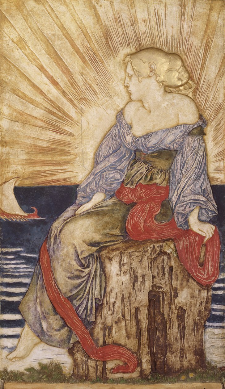 Ariadne (polychrome Gipsreliefskulptur) von Robert Anning Bell