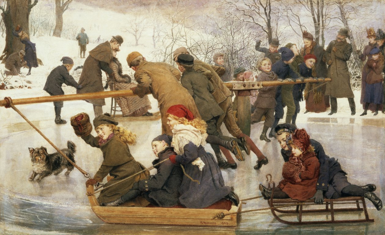 Karussell auf dem Eis, 1888 von Robert Barnes