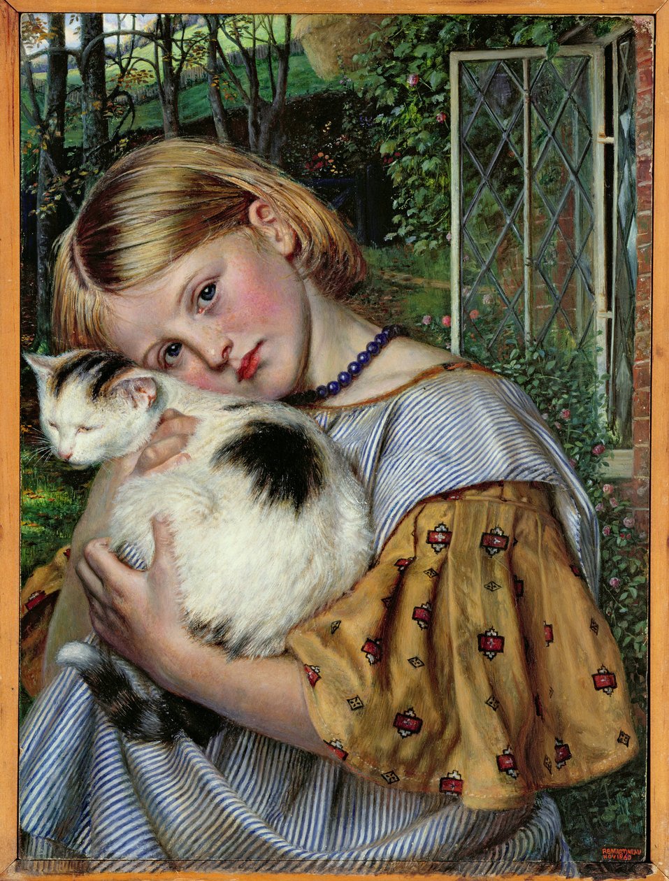 Ein Mädchen mit einer Katze von Robert Braithwaite Martineau