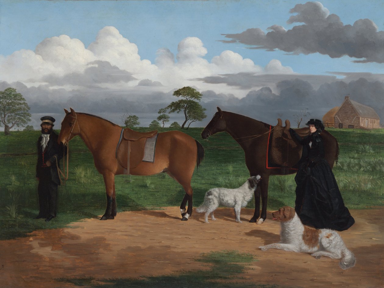 Mrs. Adolphus Sceales mit Black Jimmie auf Merrang Station von Robert Dowling