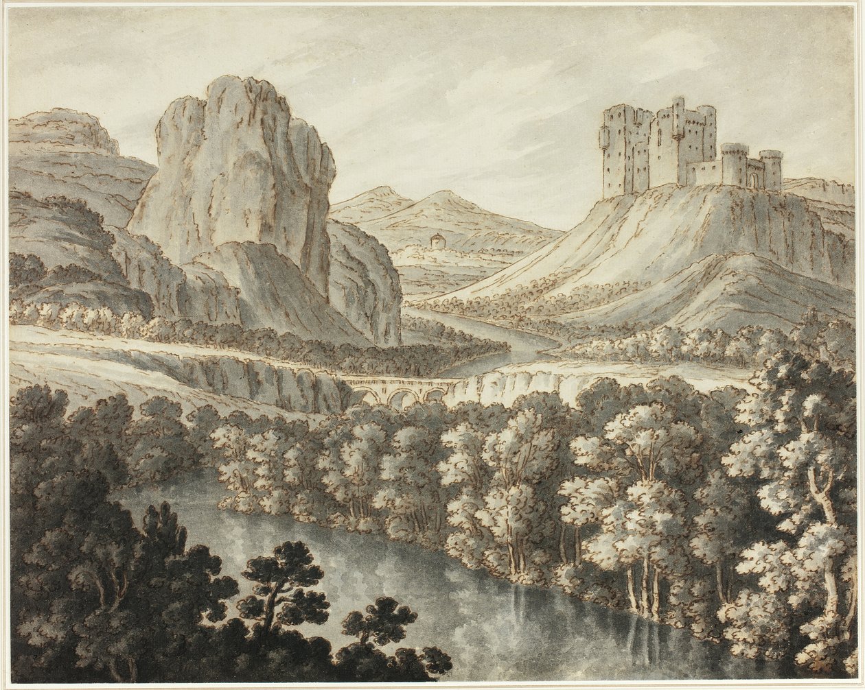 Eine romantische Landschaft mit einer Ruine von Robert Adam