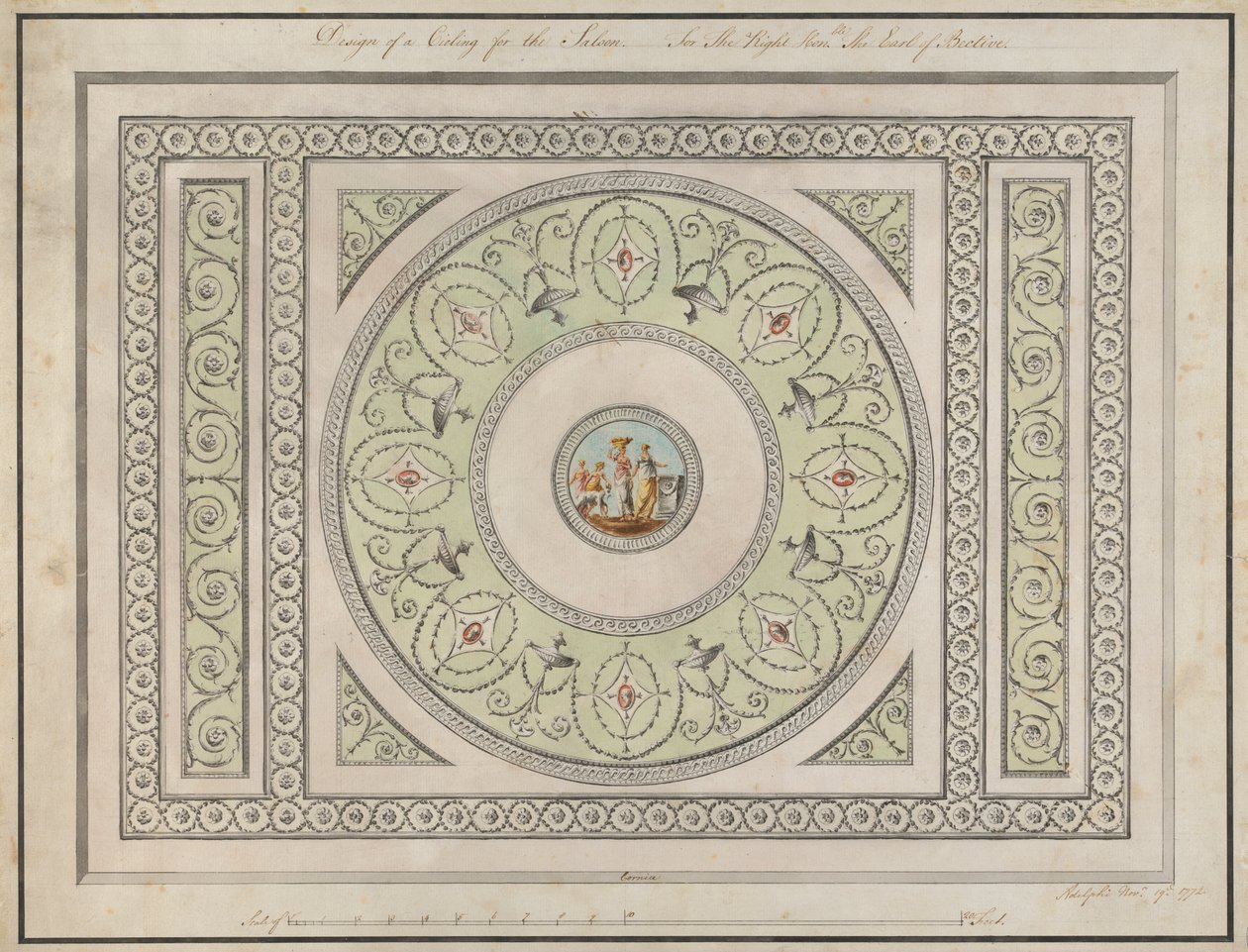 Headfort House, Irland: Salondecke von Robert Adam