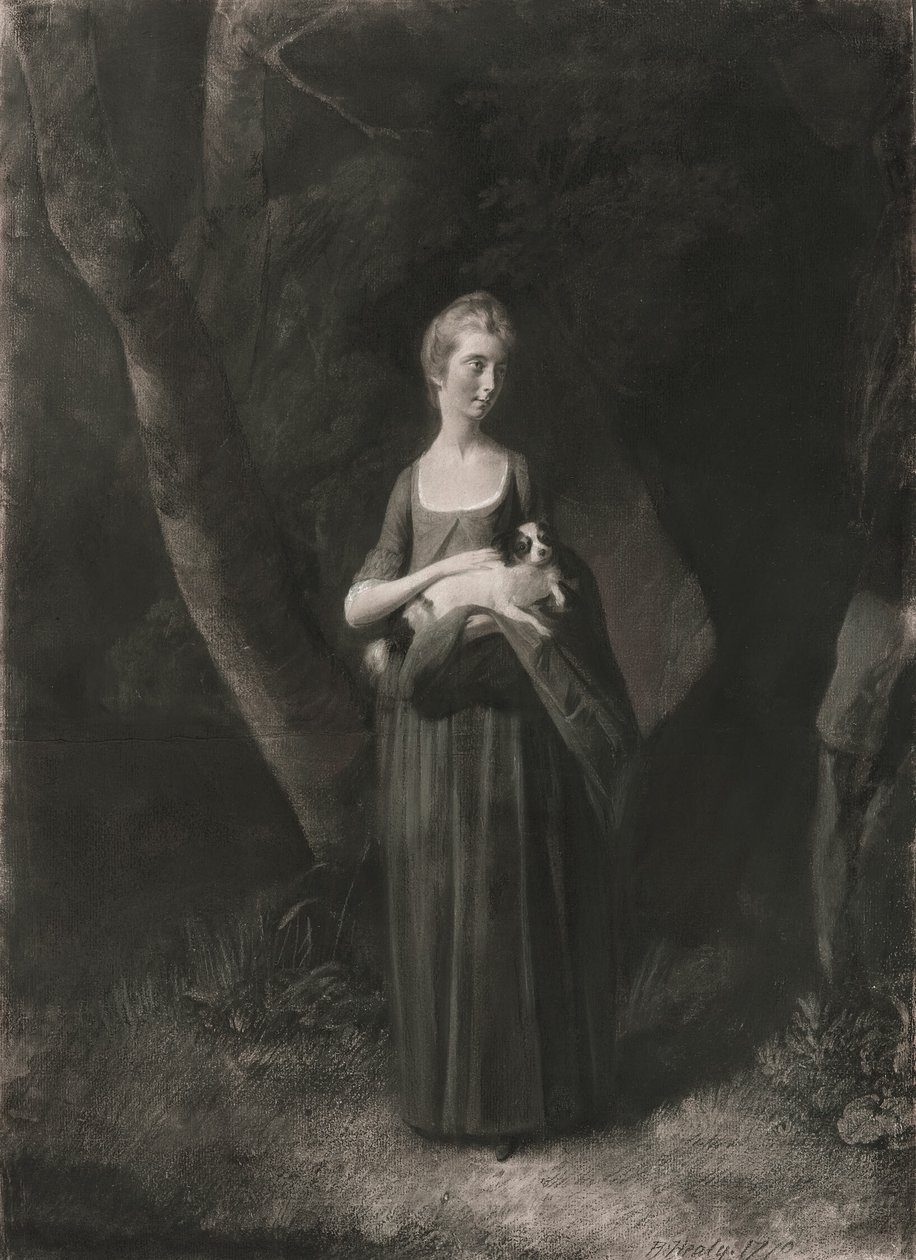 Miss Cunningham mit ihrem King Charles Spaniel von Robert Healy
