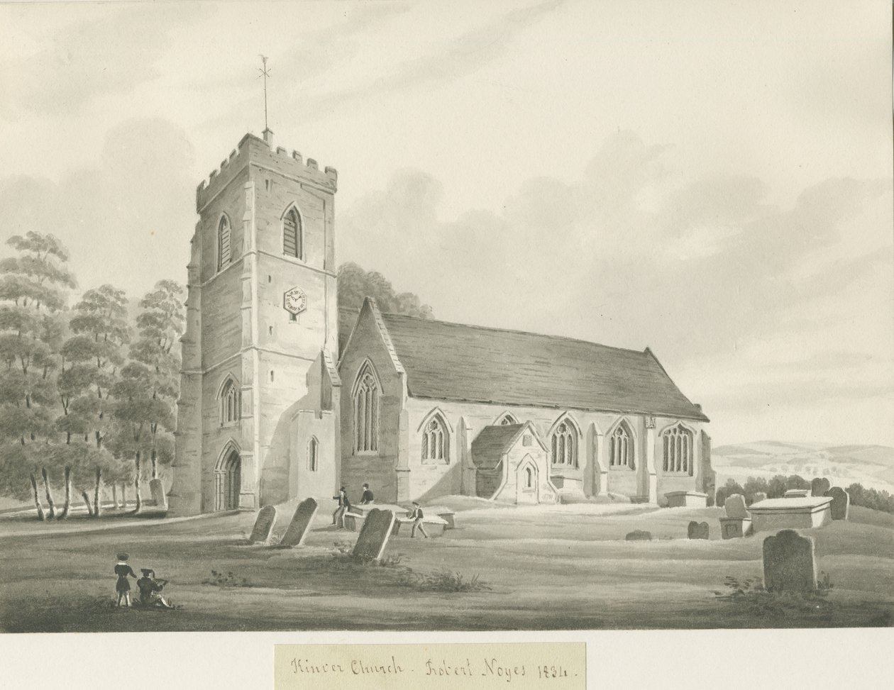 Kinver Kirche: Sepia-Zeichnung von Robert Noyes