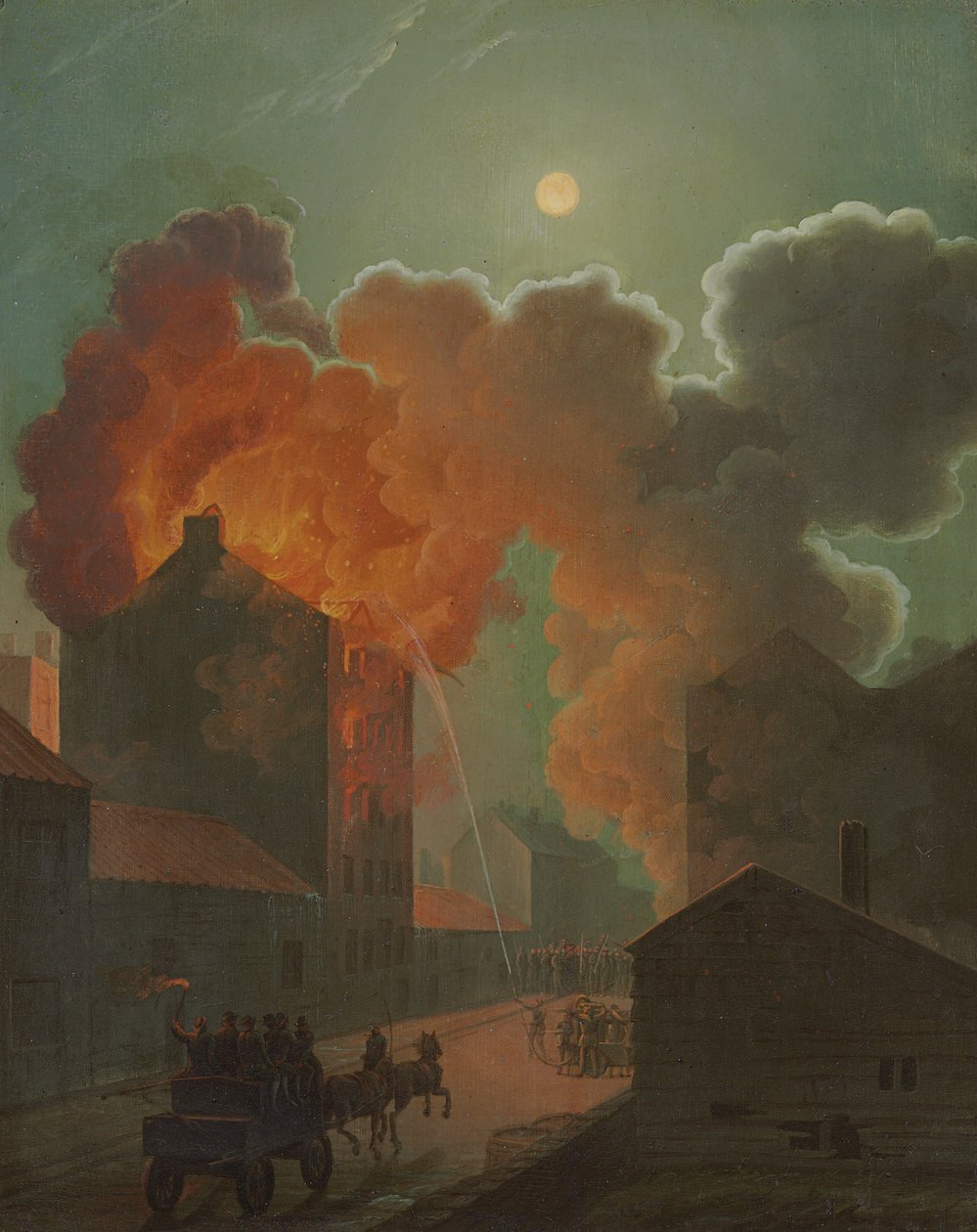 Ein Feuer in Boston bei Mondlicht, ca. 1830-1835 von Robert Salmon