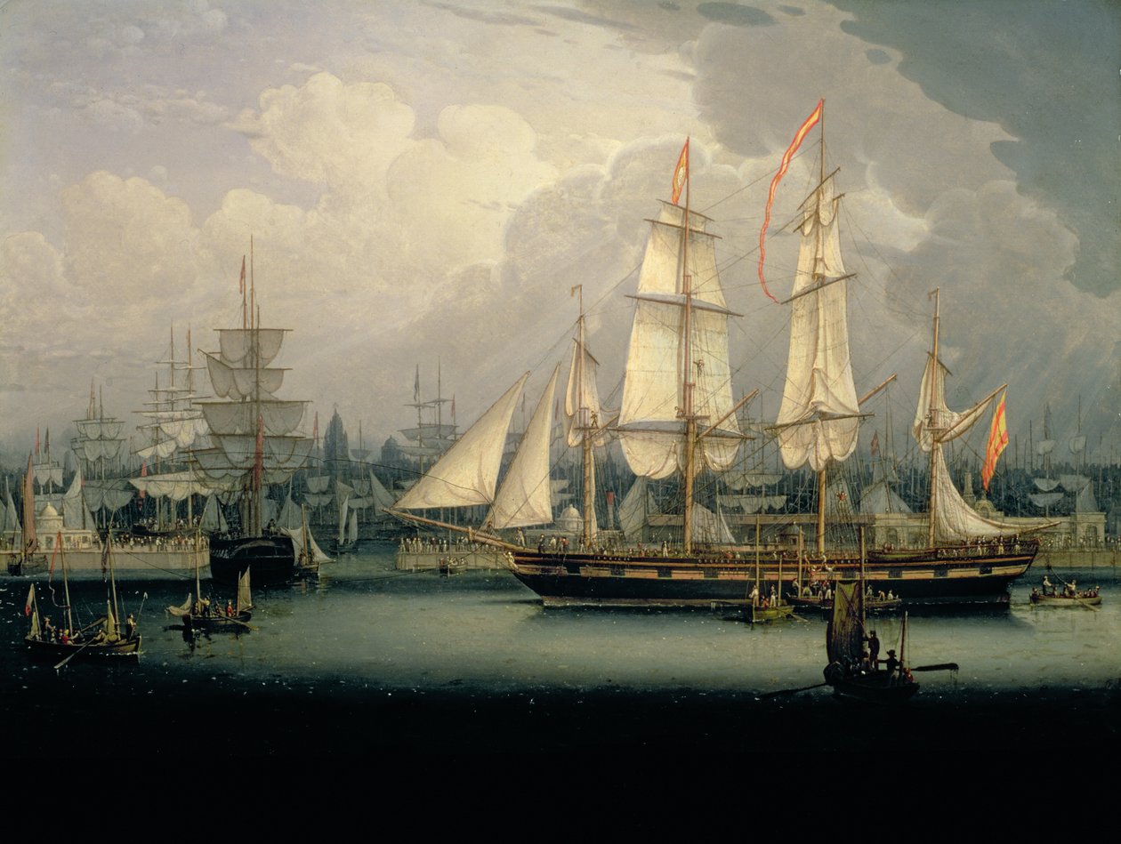 Viermast-Klipper im Hafen von Liverpool, ca. 1810 von Robert Salmon