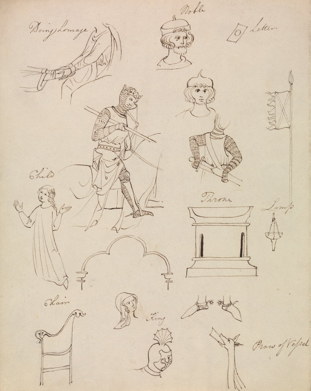 Figurenstudien für das mittelalterliche Adelsleben von Robert Smirke