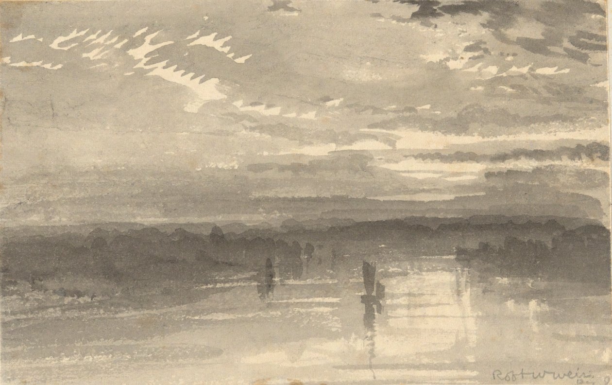 Landschaft - Wolken, Wasser, Segelboot von Robert Walter Weir