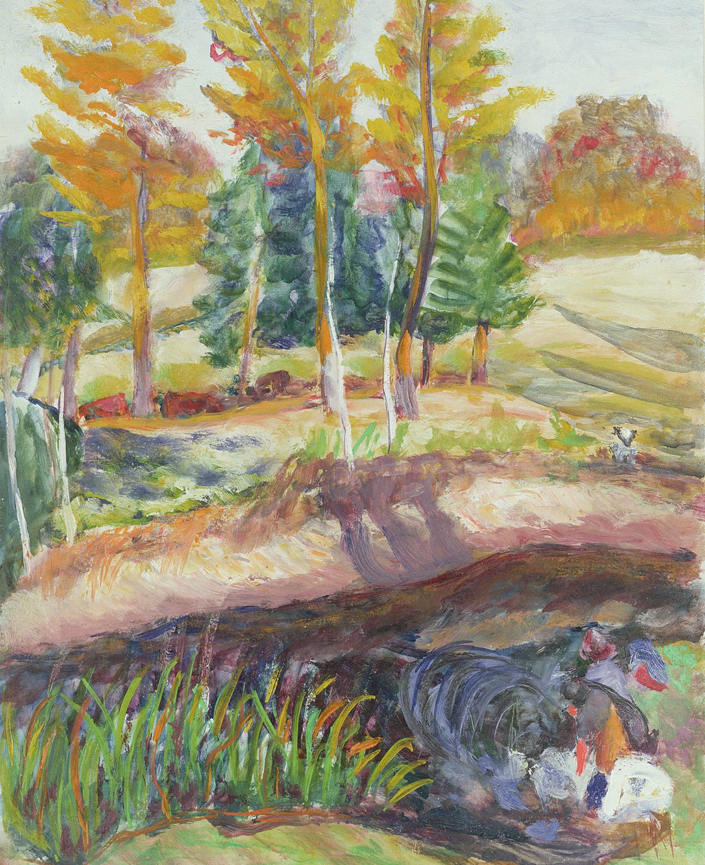 Drei Wäscherinnen am Ufer eines Flusses von Roderic O Conor