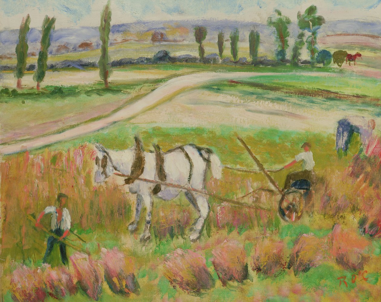 Ernte mit einem weißen Pferd von Roderic OConor