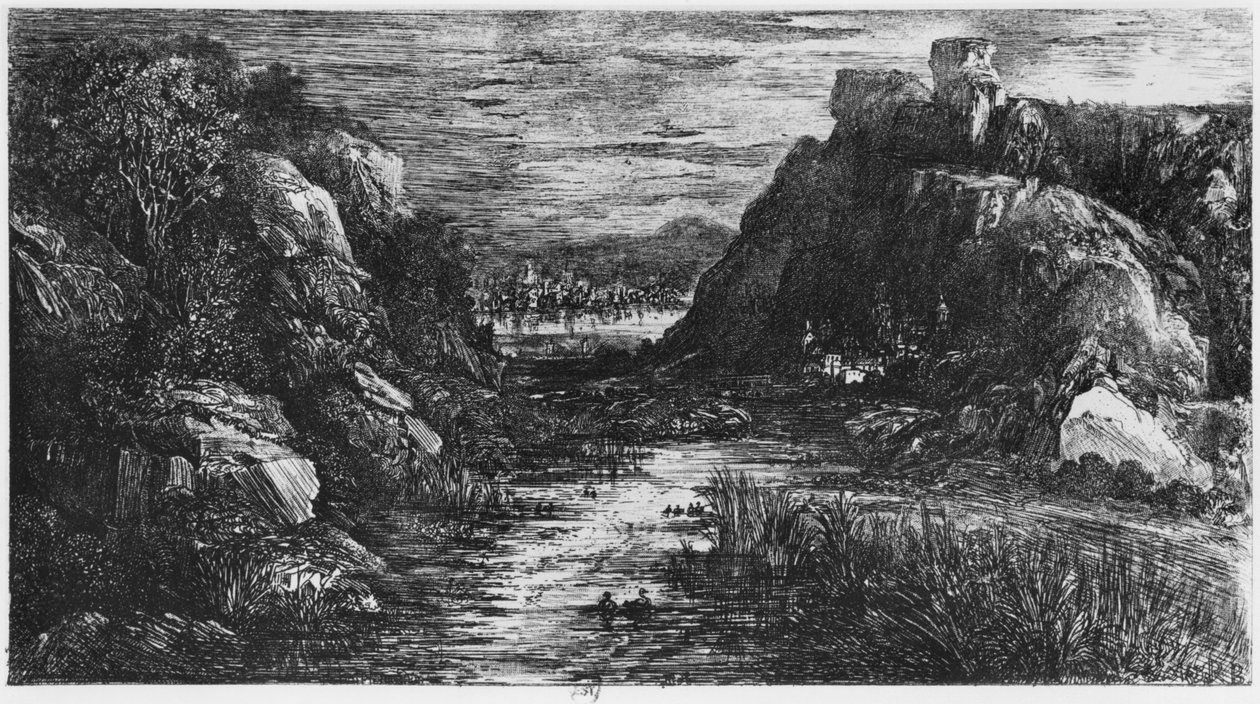 Landschaft hinter der Schlucht, 1871 von Rodolphe Bresdin