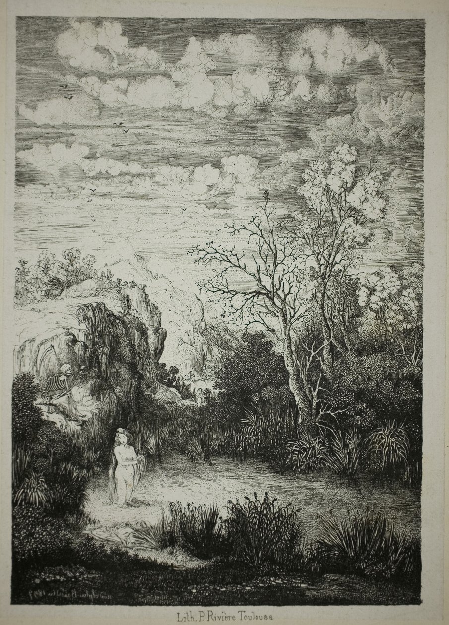Badende Frau und Zeit von Rodolphe Bresdin
