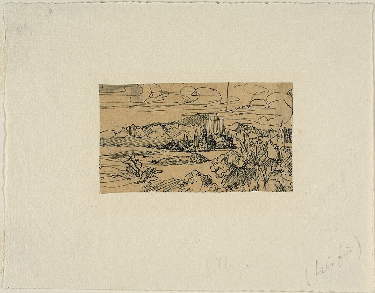 Kathedrale und Dorf an einem See von Rodolphe Bresdin