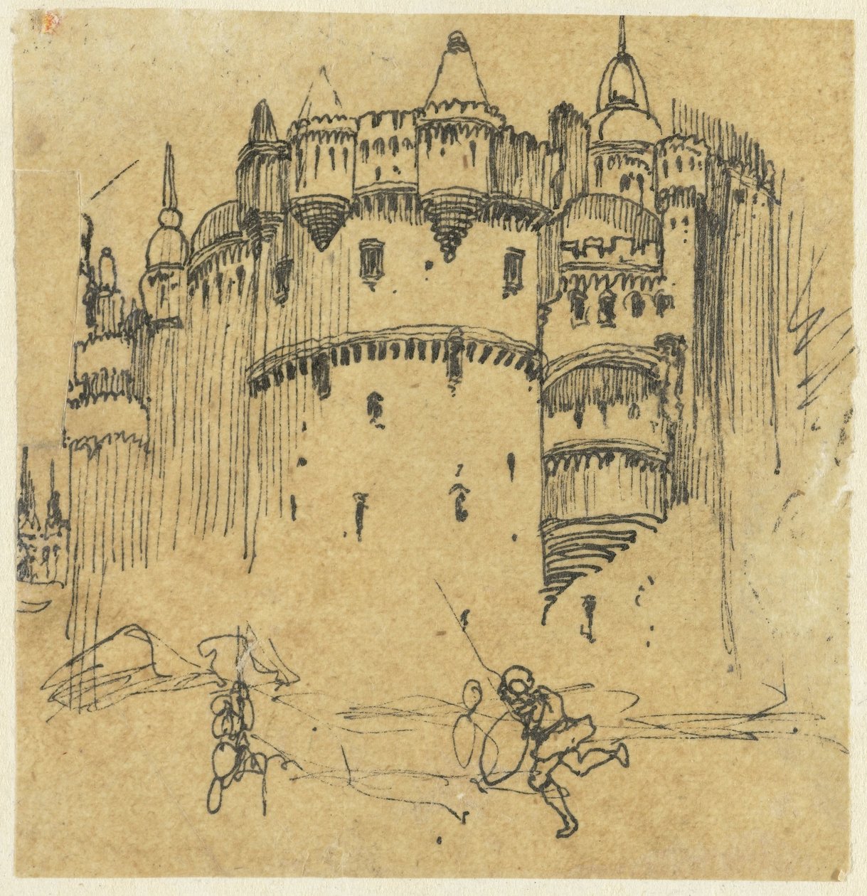 Schloss mit zwei Figuren von Rodolphe Bresdin