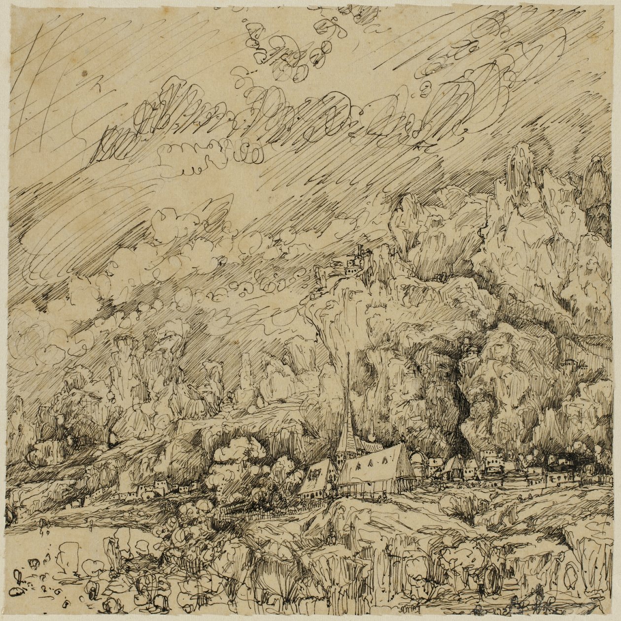 Landschaft mit einer alten Kirche von Rodolphe Bresdin