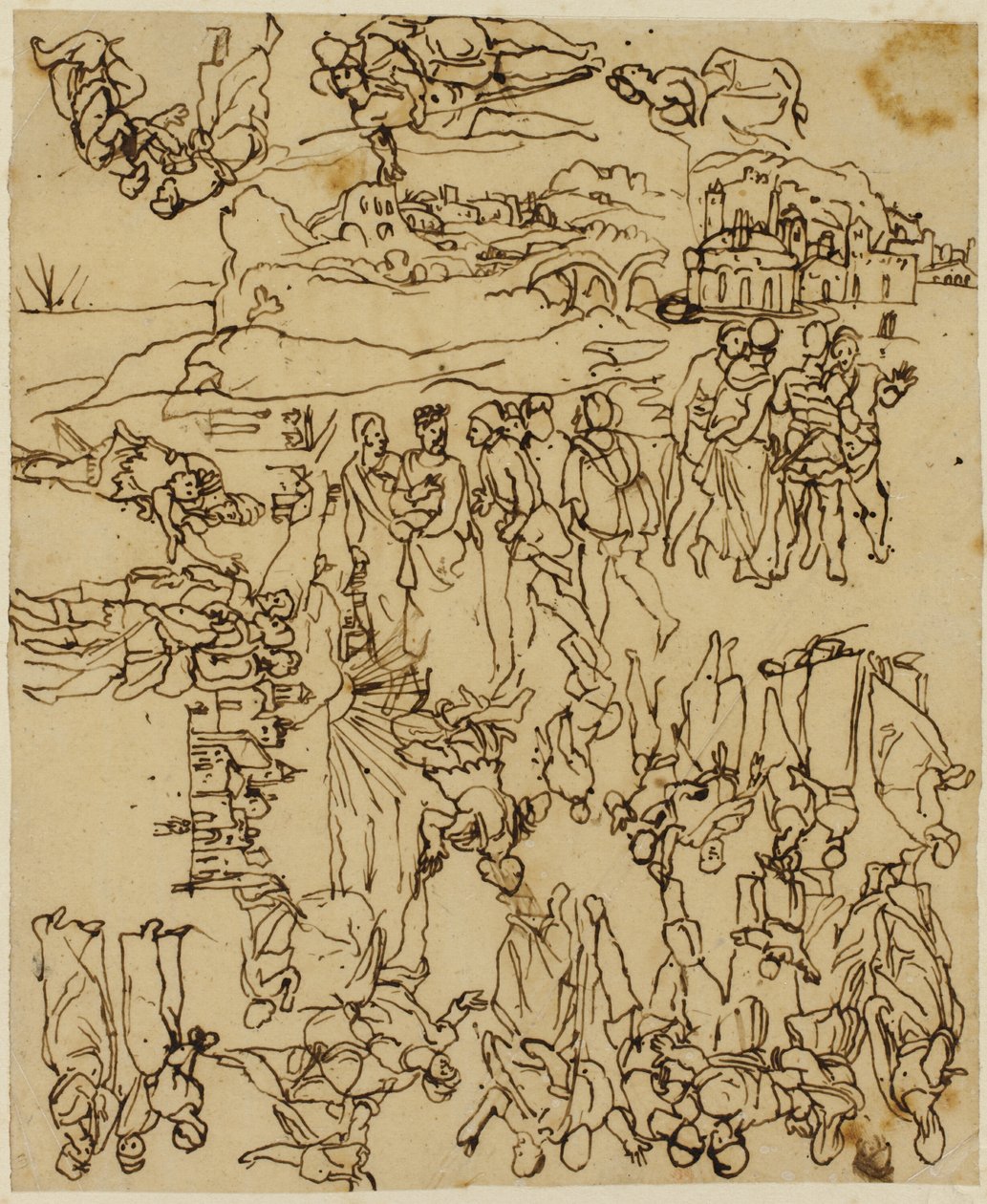 Blatt mit Skizzen: Das Leben Christi von Rodolphe Bresdin