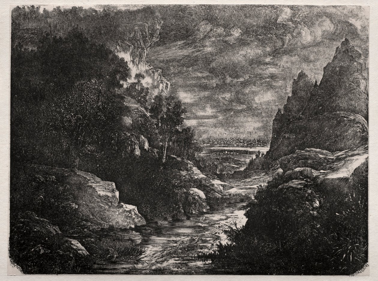 Der Bergbach, 1871 von Rodolphe Bresdin