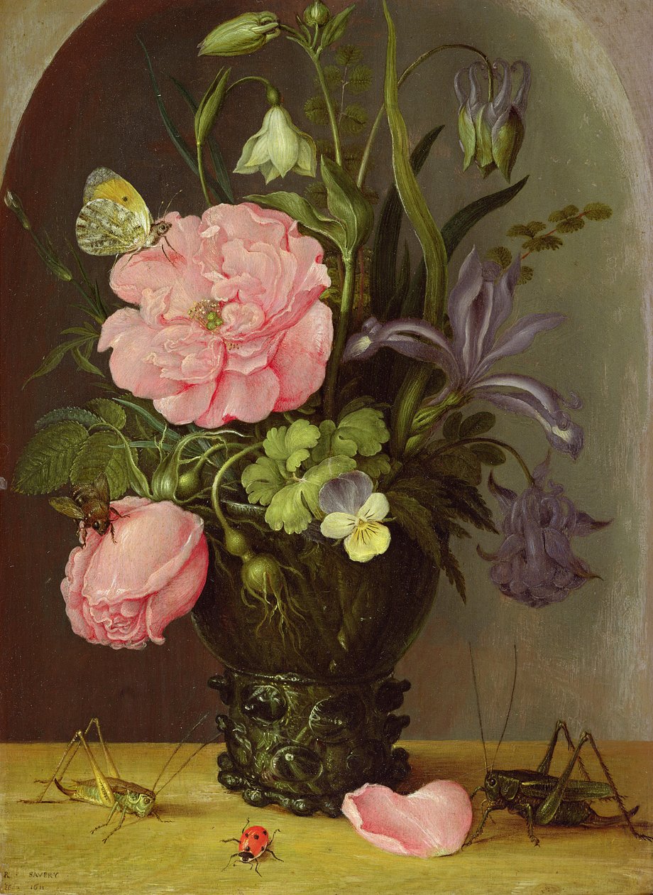 Eine Vase mit Blumen, 1611 von Roelandt Jacobsz. Savery