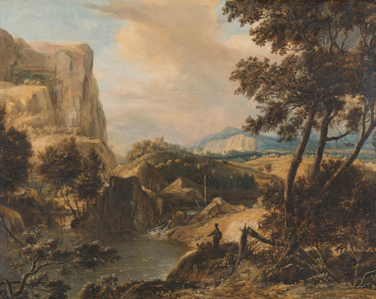 Gebirgslandschaft mit Fischer von Roelant Roghman