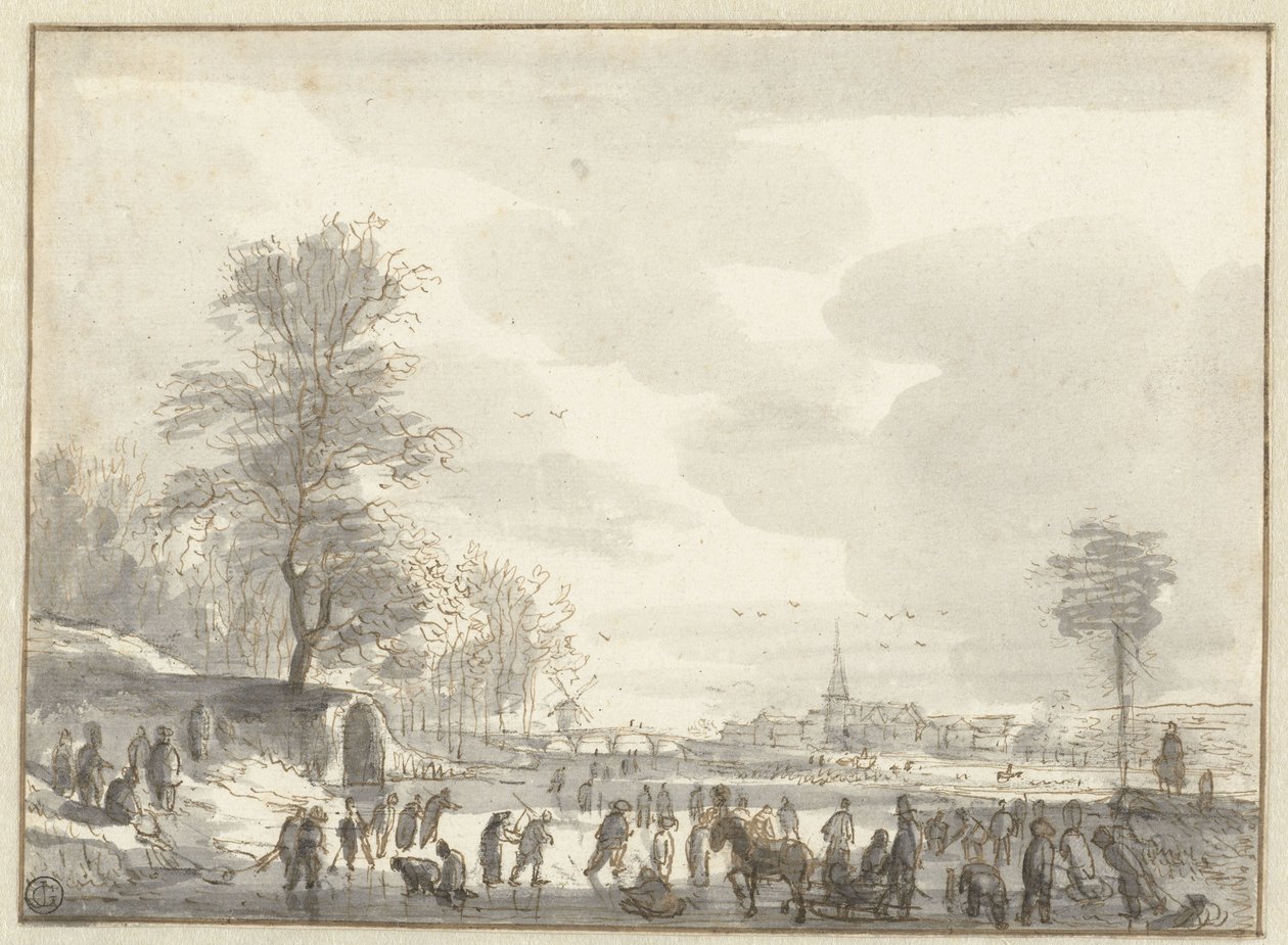 Winterszene mit Schlittschuhläufern von Roelant Roghman