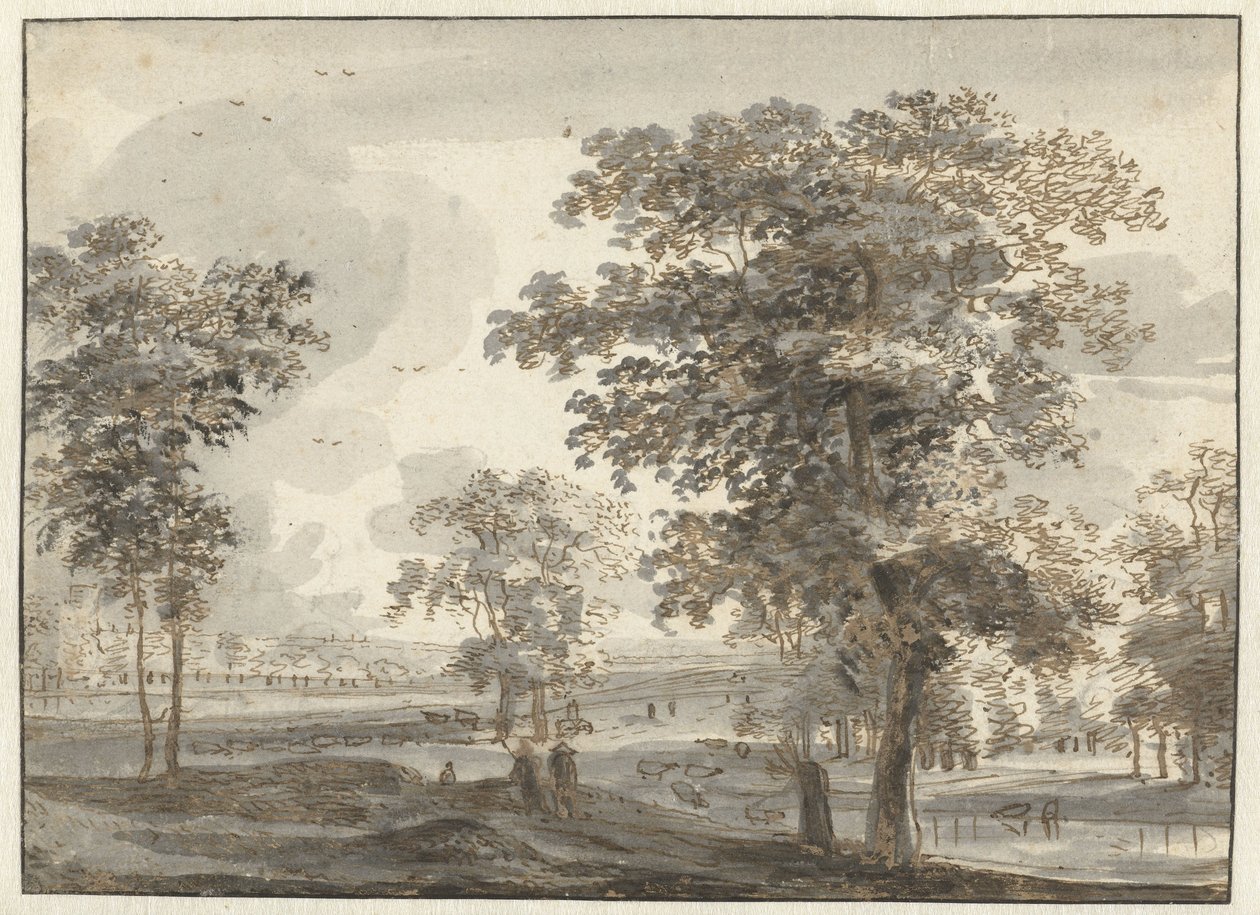 Waldlandschaft mit Hirten am Fluss von Roelant Roghman