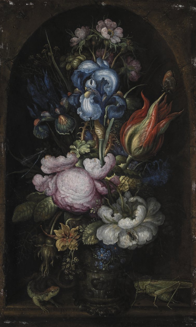 Blumenstrauß in einer Steinnische von Roelant Savery