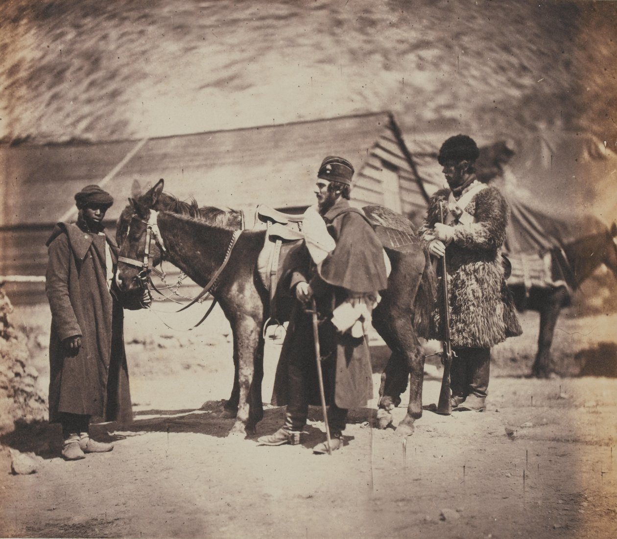 Captain Burnaby, Grenadier Guards und nubischer Diener von Roger Fenton
