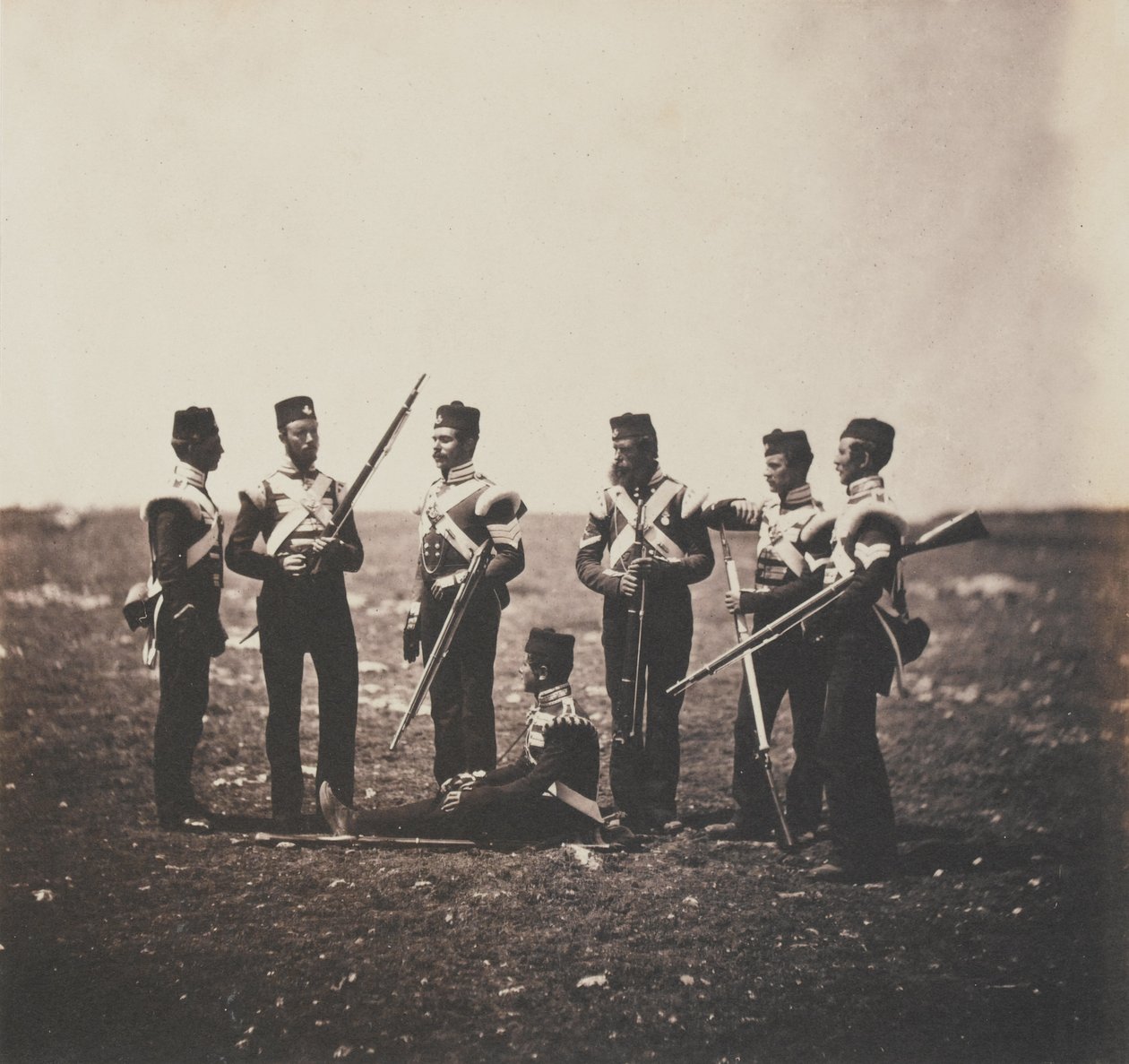Männer des 68. (Durham) Regiments zu Fuß (Leichte Infanterie) aus einem Album mit 52 Fotografien im Zusammenhang mit dem Krimkrieg, 1855 von Roger Fenton
