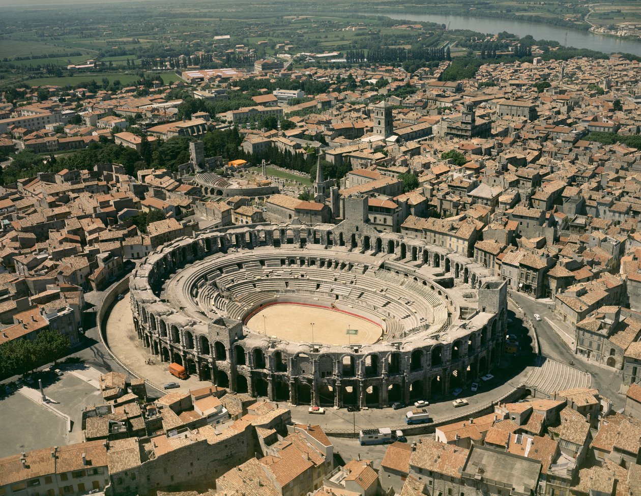 Luftaufnahme des Amphitheaters von Roman