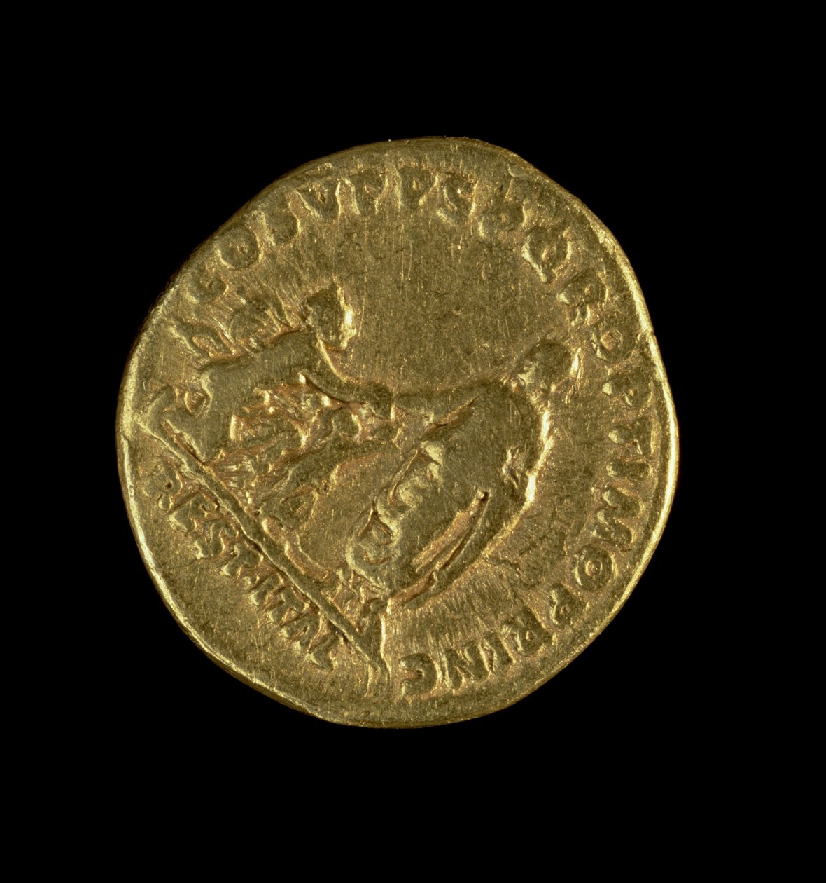 Aureus (Rückseite) geprägt von Trajan, der den Kaiser zeigt, der seine rechte Hand zu Italia ausstreckt, die rechts kniet (Gold) von Roman