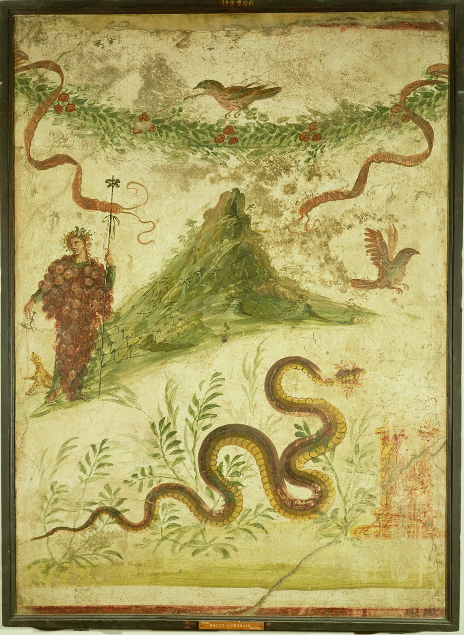 Bacchus und der Vesuv, 1. Jahrhundert n. Chr., römisch (Wandmalerei) von Roman