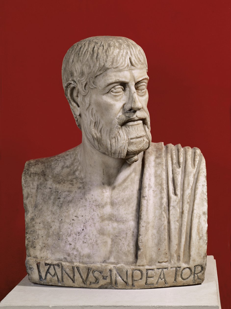 Büste, vermutlich Flavius Claudius Julianus (331-363), bekannt als Julian der Abtrünnige (Marmor) von Roman