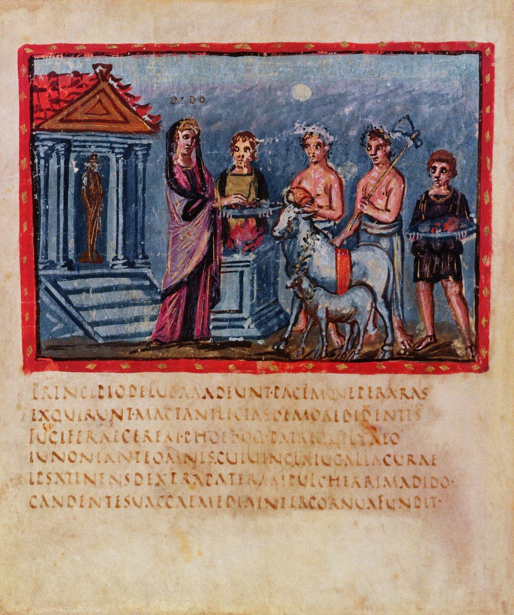 Lat 3225 f.33v Dido bringt ein Opfer dar, aus dem Vergilius Vaticanus von Roman