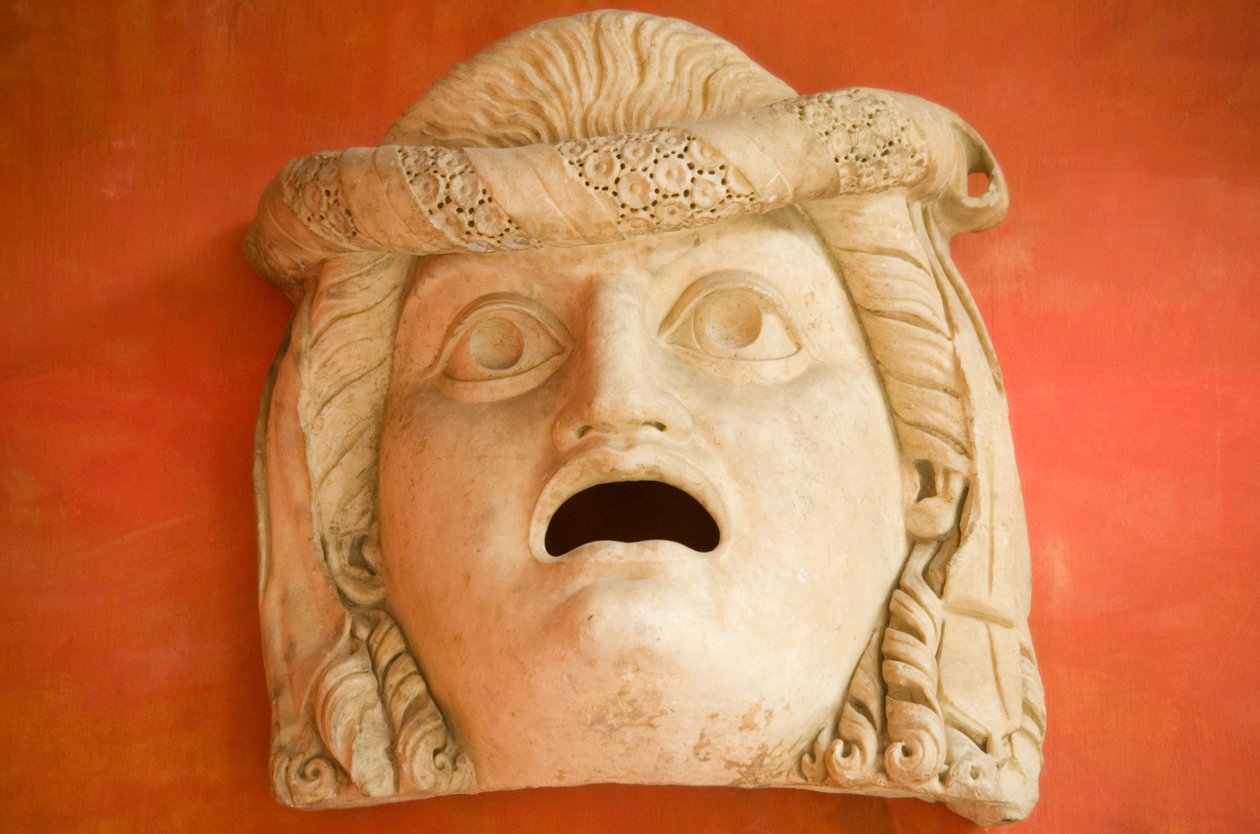 Maske mit offenem Mund, Römische Kaiserzeit (30 v. Chr. - 500 n. Chr.) von Roman