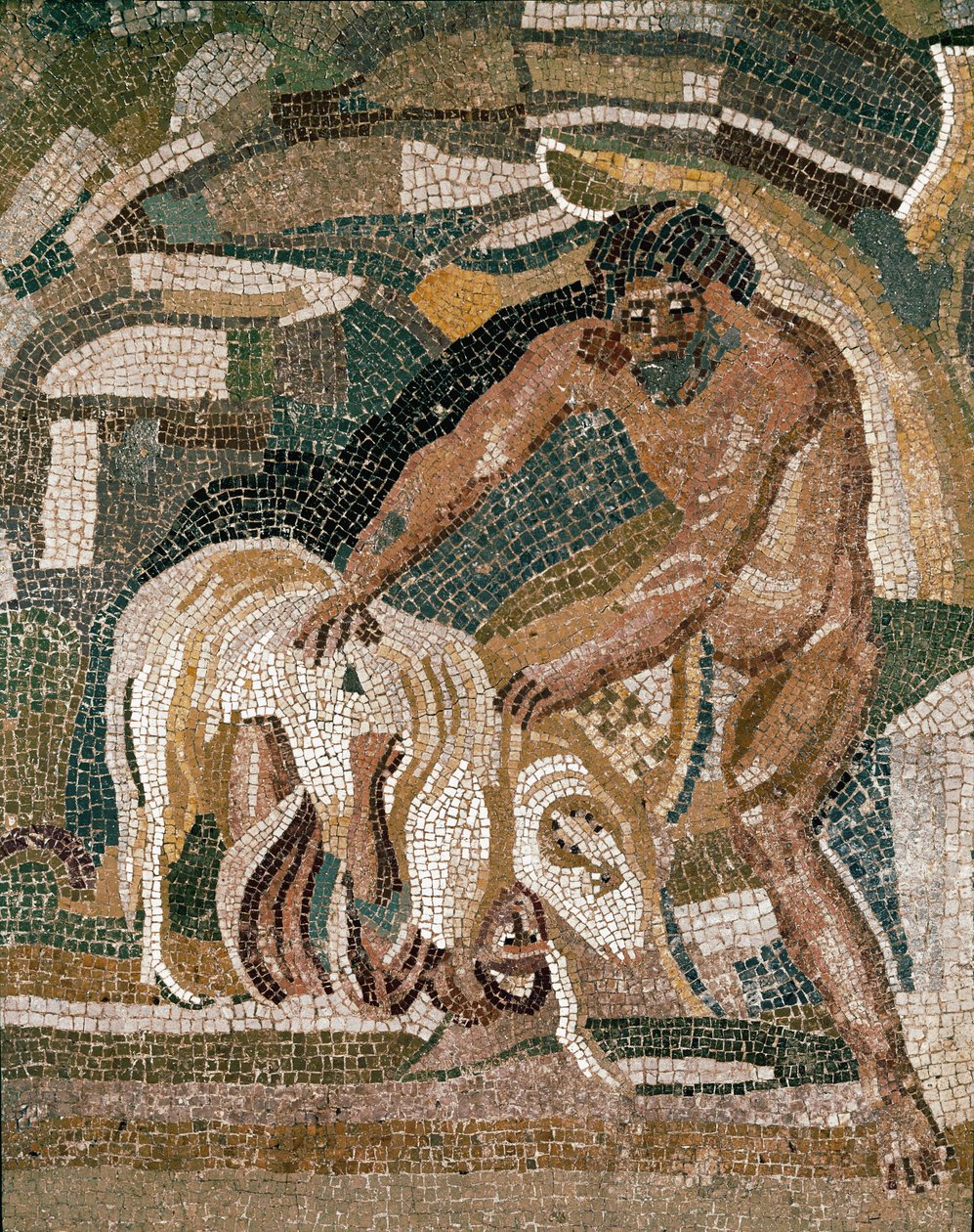 Polyphemus sucht Odysseus, der sich unter den Schafen versteckt, aus der Villa di Baccano von Roman